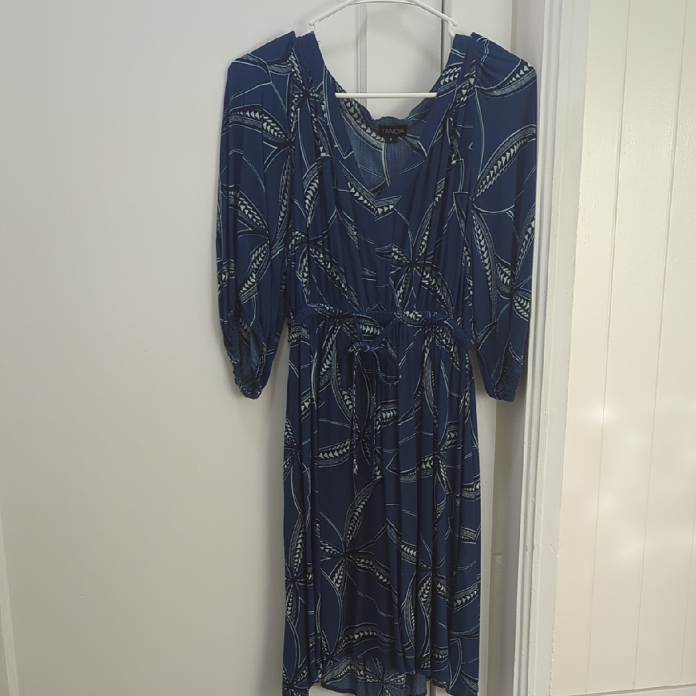 Tanoa Blue Geometric Pattern Top
